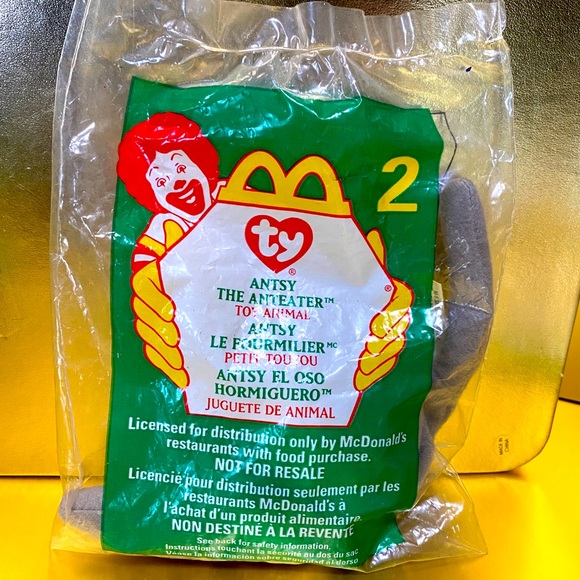Ty BEANIE BABIES VTG 1999 NWT MCDONALDS HAPPY MEAL TOY #2 ANTSY ANTEATER SEALED - Picture 2 of 6